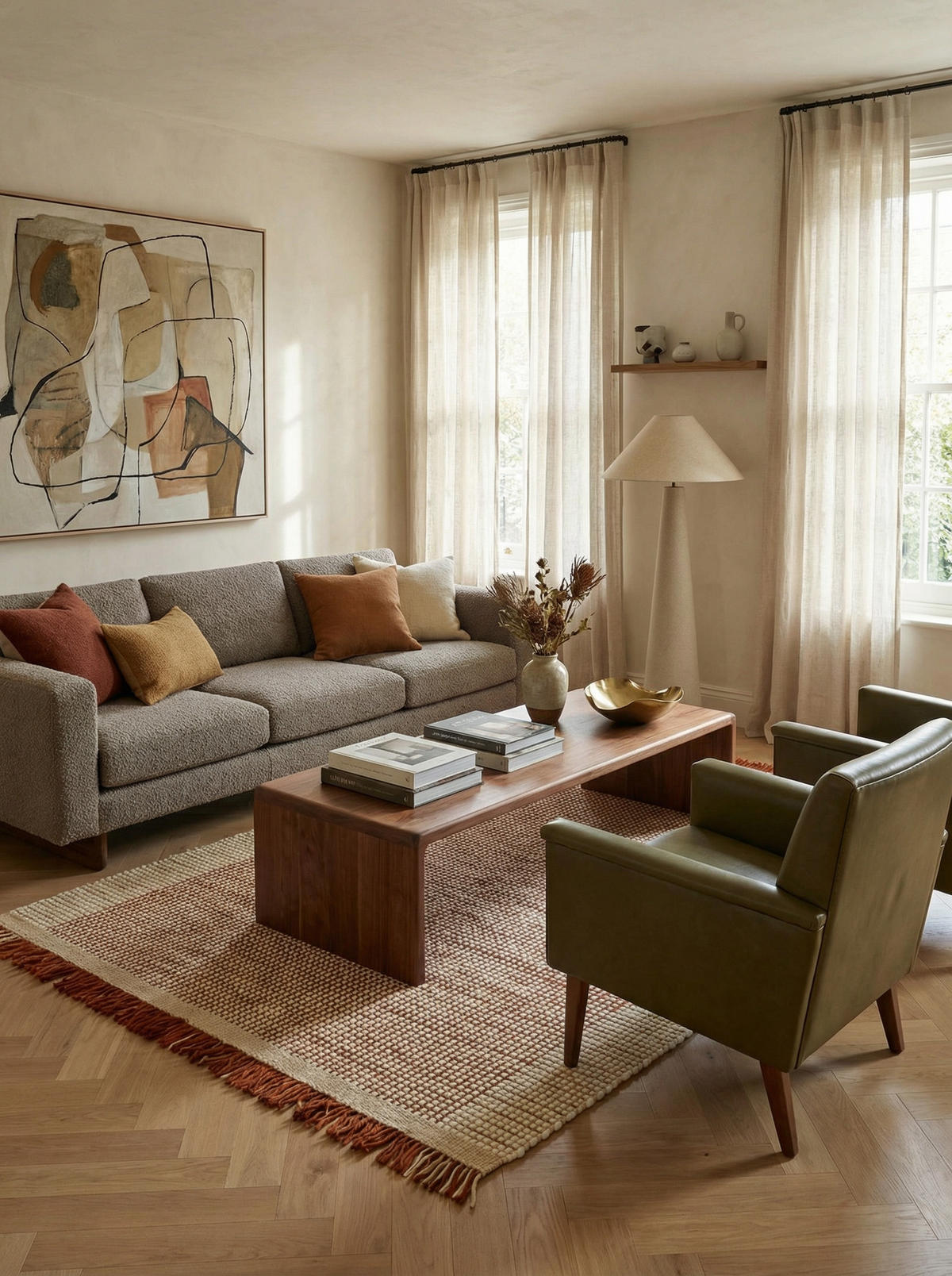 TEPPICH Wolle handgewebt mit Korbmuster Fransen PISA, Terrakotta 120x170 cm - Orange, Textil (120/170cm) - KADIMA DESIGN