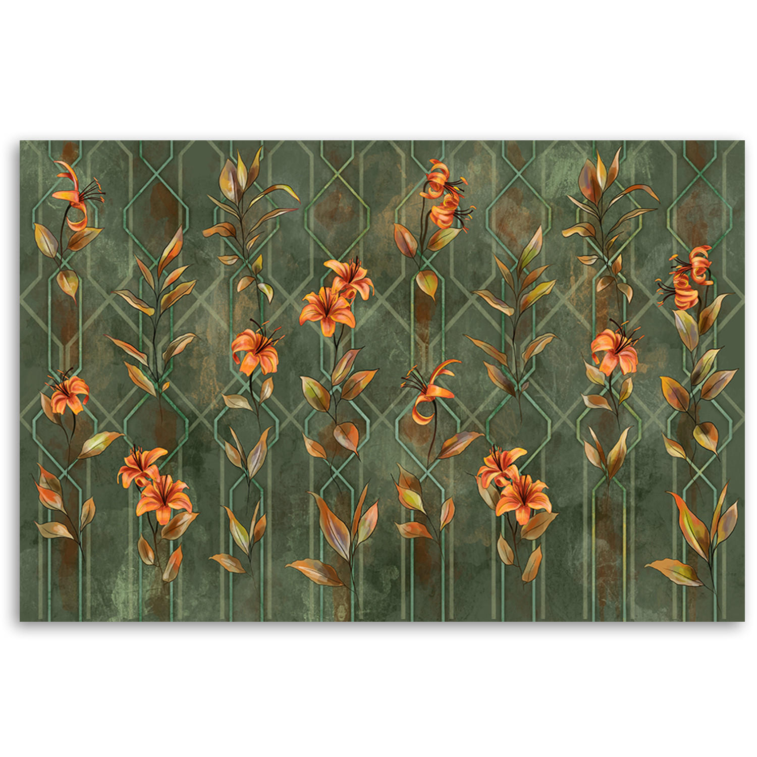 WANDBILD lilia gelbe blume - Grün, Textil (60/40cm) - Feeby