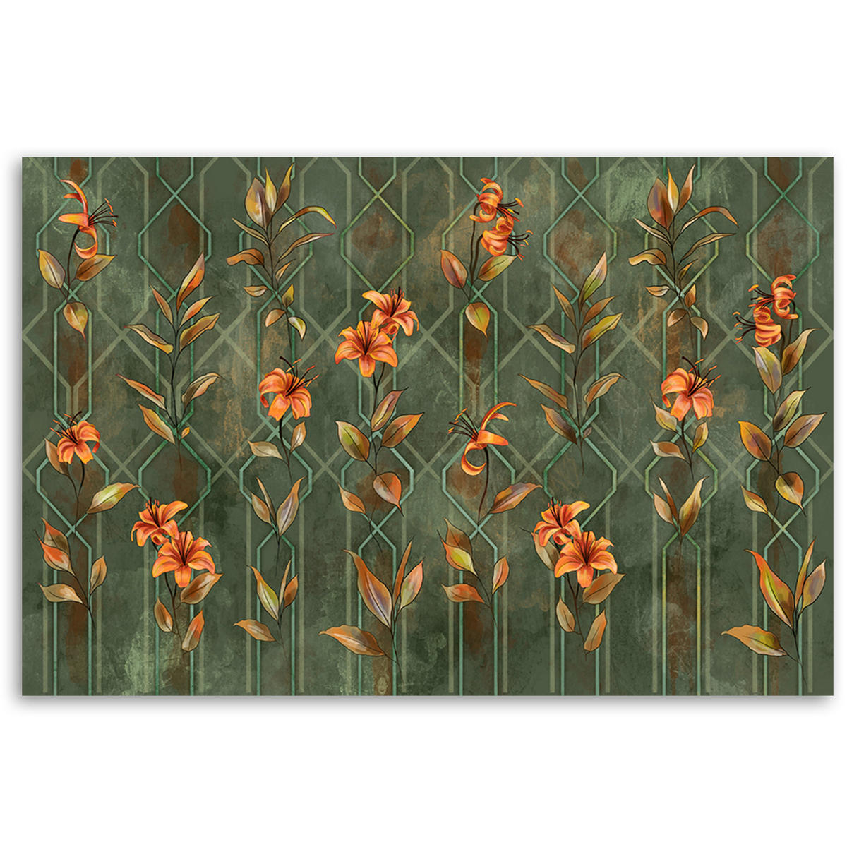 WANDBILD lilia gelbe blume - Grün, Textil (60/40cm) - Feeby