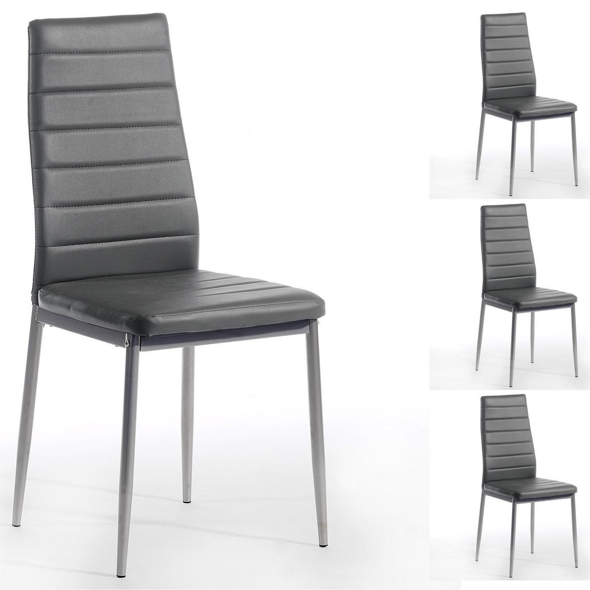 ESSZIMMERSTUHL NATHALIE 4ER-SET - Grau, Textil/Metall (43/100/50cm) - IDIMEX