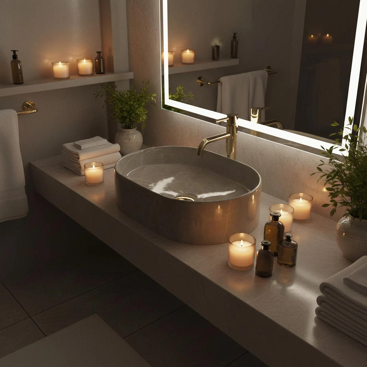 AUFSATZWASCHBECKEN NADIA 50 KASHMIR 50/38/14 cm - Grau, Keramik (50/14/38cm) - REA