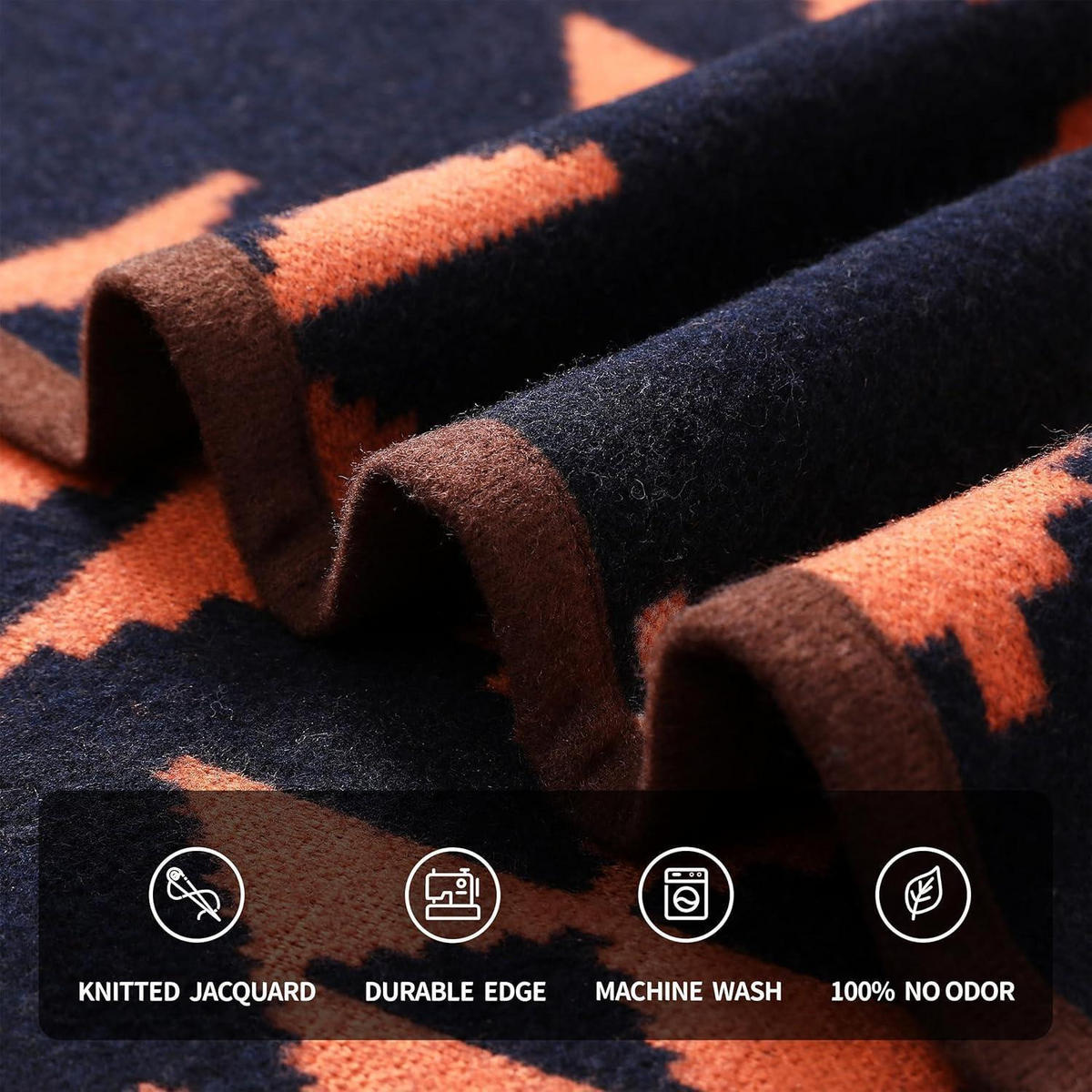 WOLLDECKE Merinowolle 160 x 220 cm Dunkelblau - Multicolor, Textil (160/220cm)