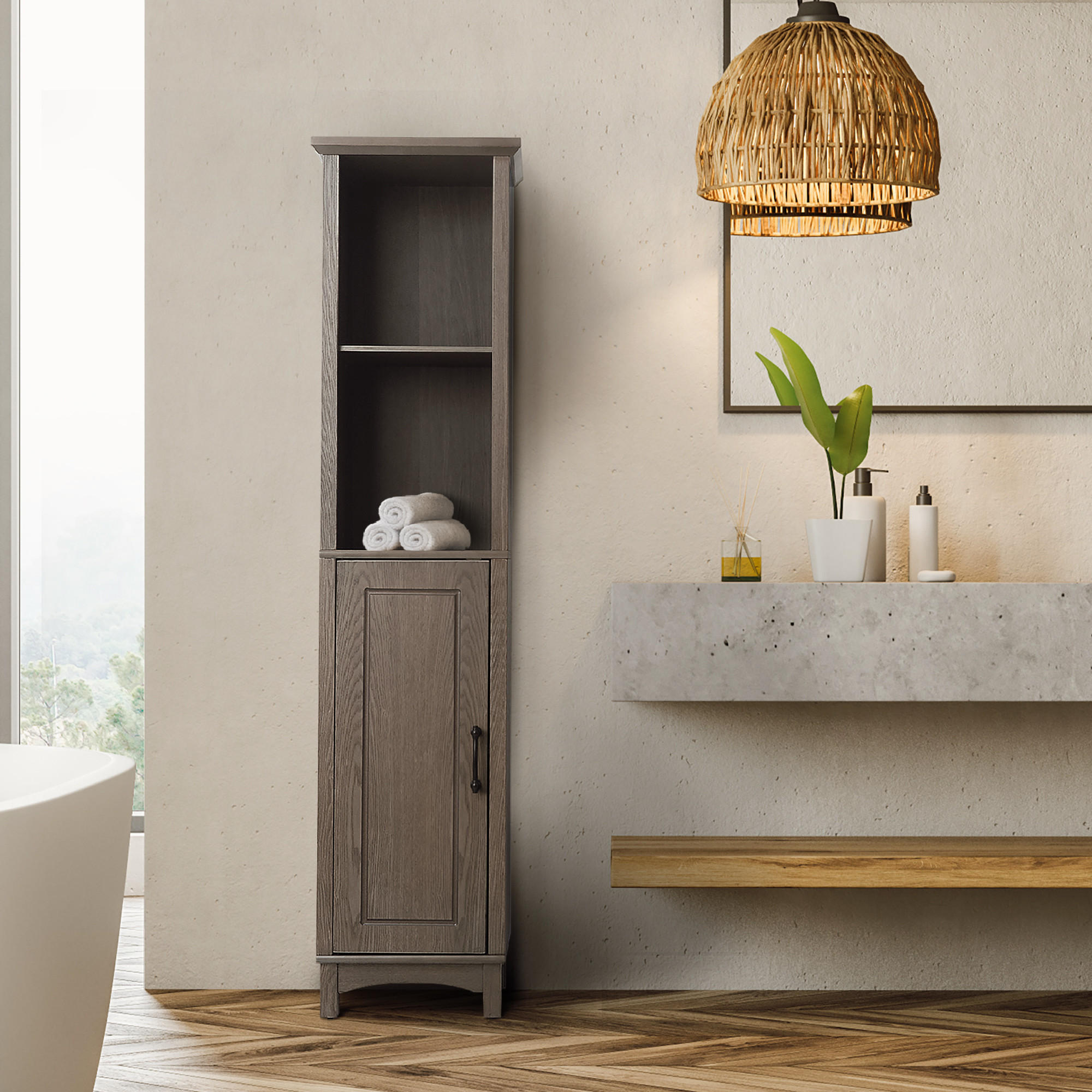 HOCHSCHRANK Bräunen - Braun, Holzwerkstoff (38.1/160/33cm) - Teamson Home