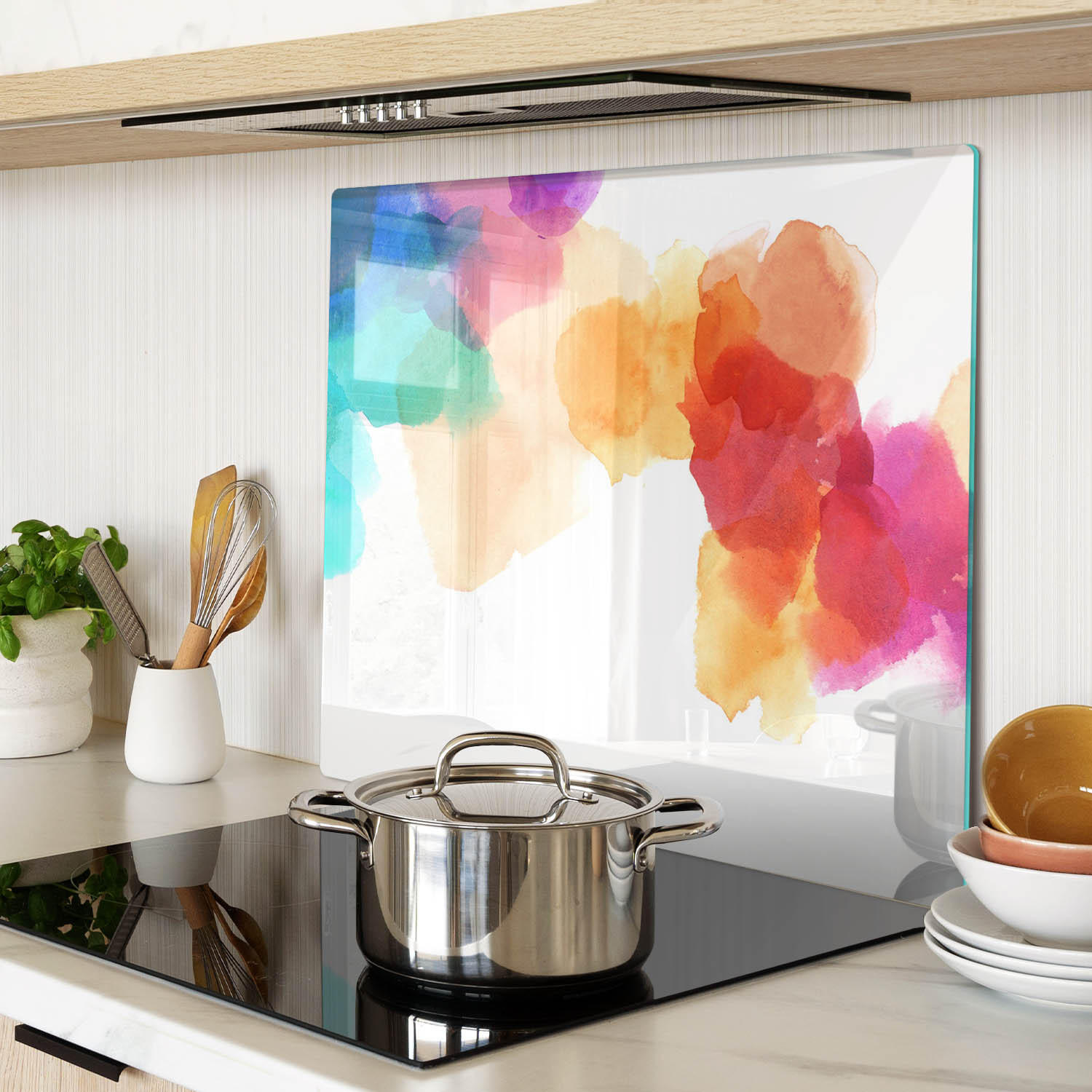 GLASPLATTE 60x52 cm Farbige Flecken - Beige, Glas (60/0.4/52cm) - TULUP