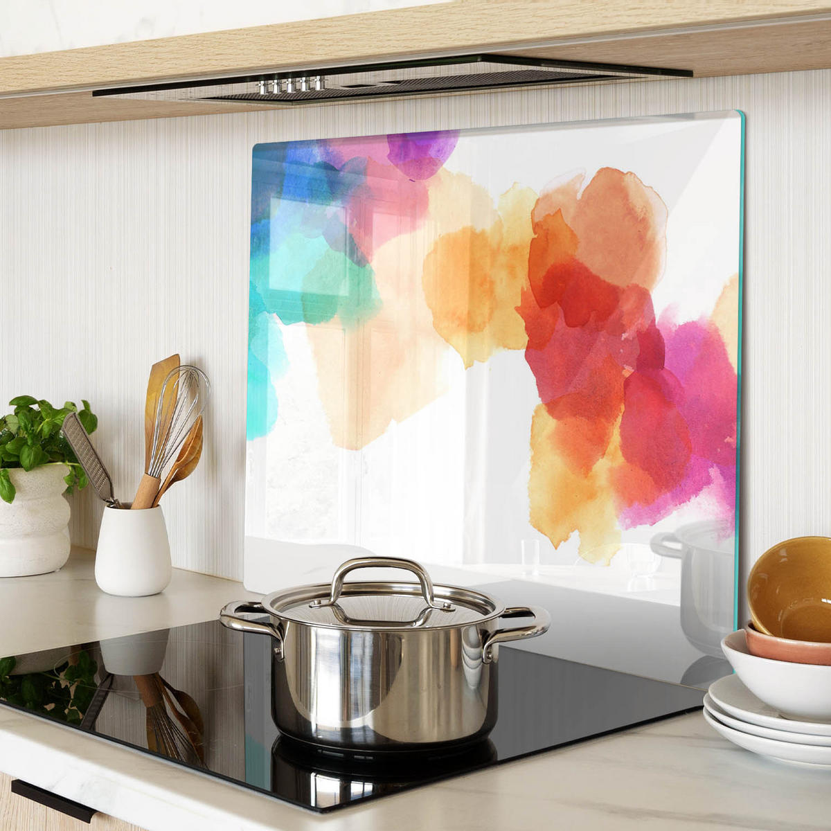 GLASPLATTE 60x52 cm Farbige Flecken - Beige, Glas (60/0.4/52cm) - TULUP