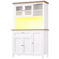 BUFFET DE-38546 104/40/180 cm Glastüren und LED-Beleuchtung Weiß - Weiß, Holzwerkstoff (104/180/40cm) - ComfortXL
