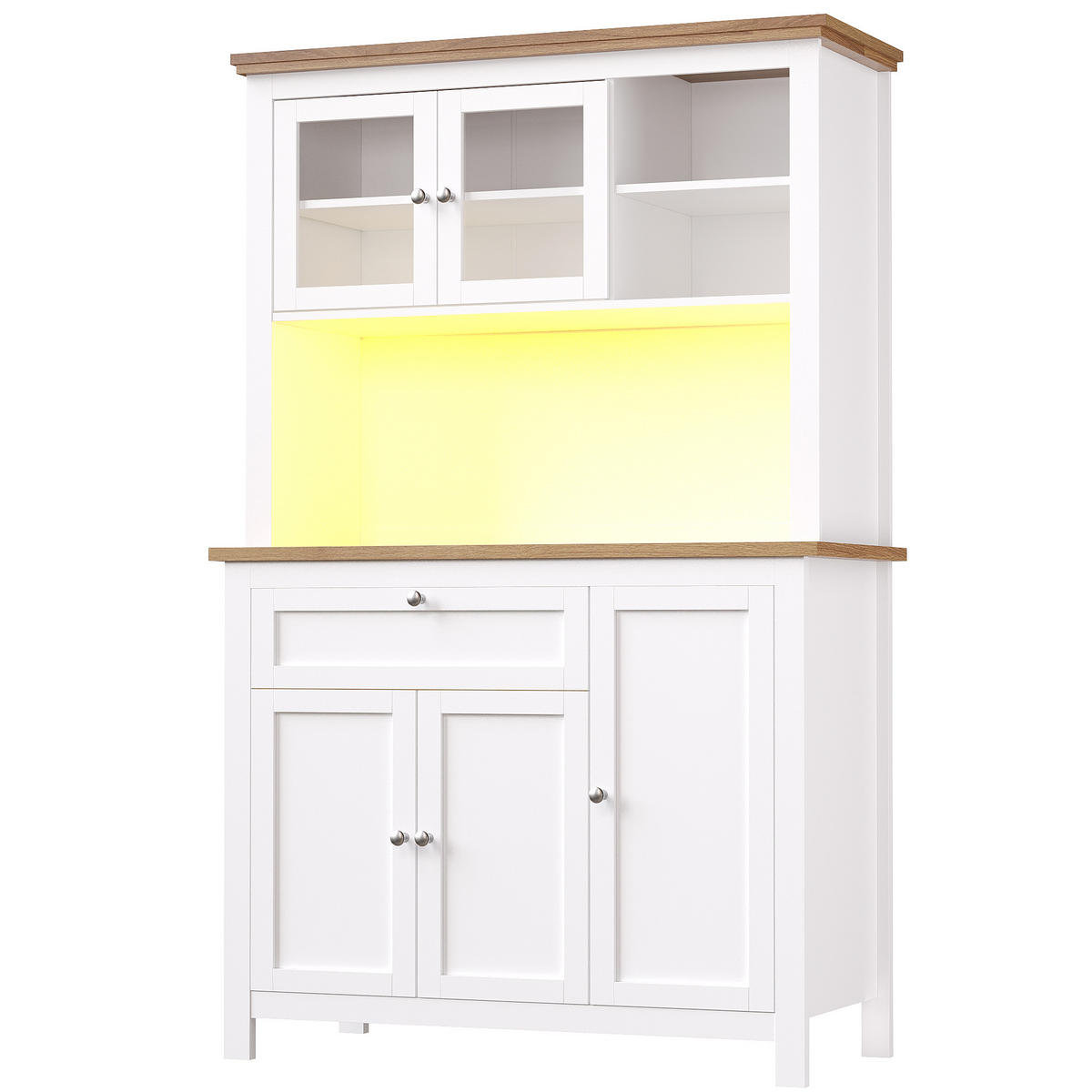 GESCHIRRSCHRANK aus MDF 104x40x180cm in Weiß mit App-LED & Anti-Kipp - Weiß, Holzwerkstoff (104/180/40cm) - Modfu