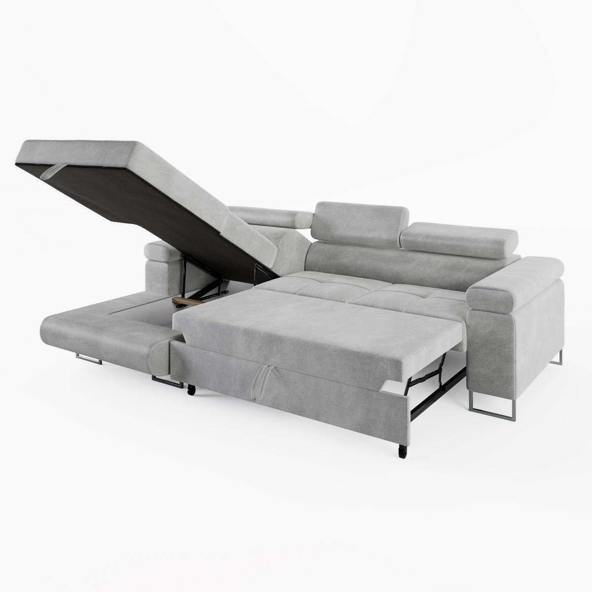 ECKSOFA VEMO MINI Links Hellrosa Velour-Stoff Kompakter Komfort für Wohnräume - Pink, Textil (235/175cm) - Barchello