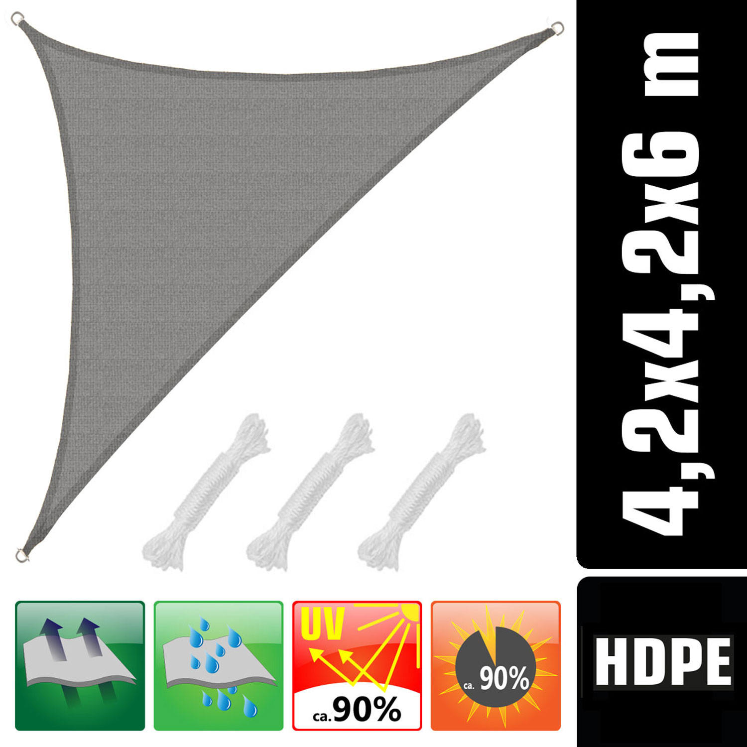 SONNENSEGEL Luftdurchlässig 600/420 cm Grau - Grau, Kunststoff (420/600cm) - Amanka