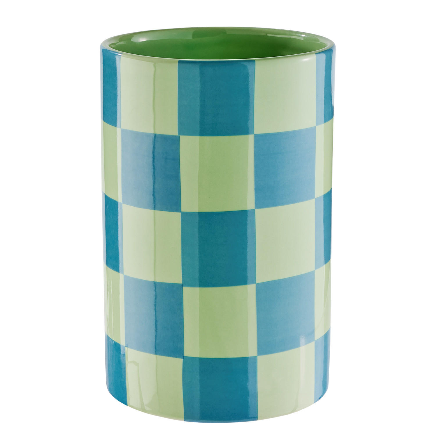 VASE Checker Ø20cm - Blau/Grün, Stein (22cm) - Butlers