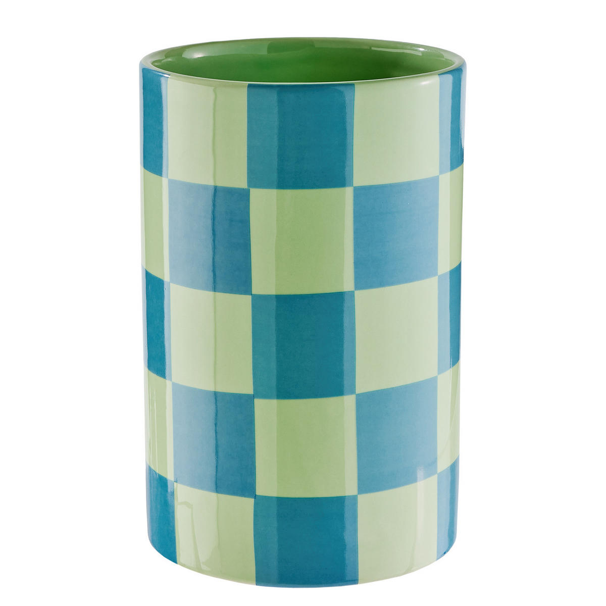 VASE Checker Ø20cm - Blau/Grün, Stein (22cm) - Butlers