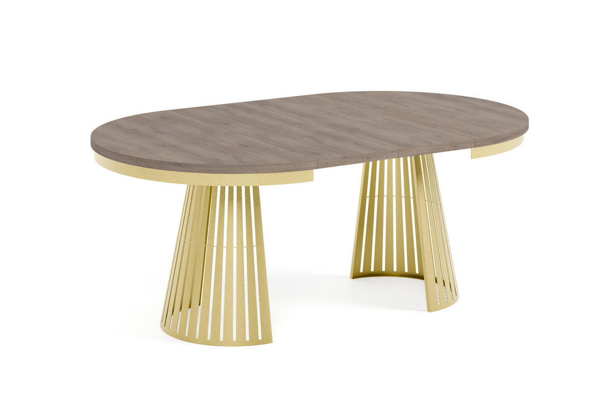 ESSTISCH Cone Bis - Sandfarben/Goldfarben, Holzwerkstoff/Metall (120/120/76cm) - Meblini