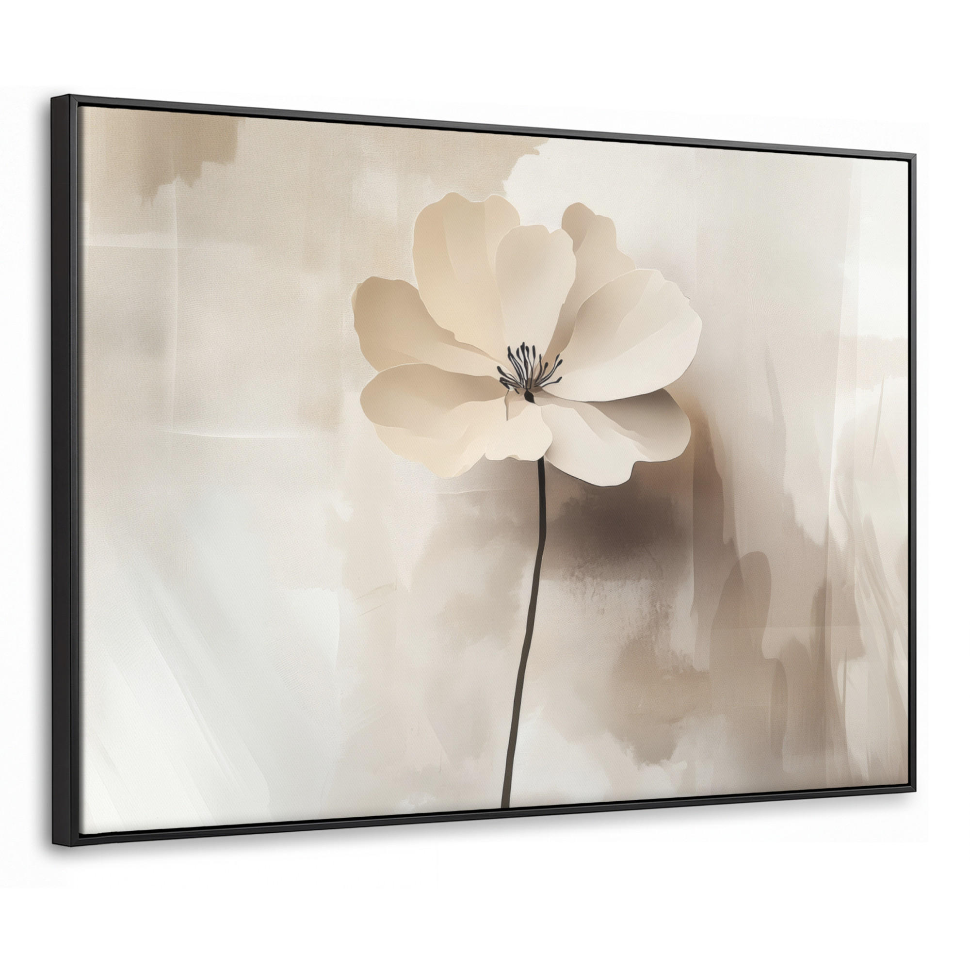 LEINWAND Bilder mit Rahmen - Blume - Beige - Farbe - Schatten - 100x70 - Creme, Textil (100/70cm) - MuchoWow