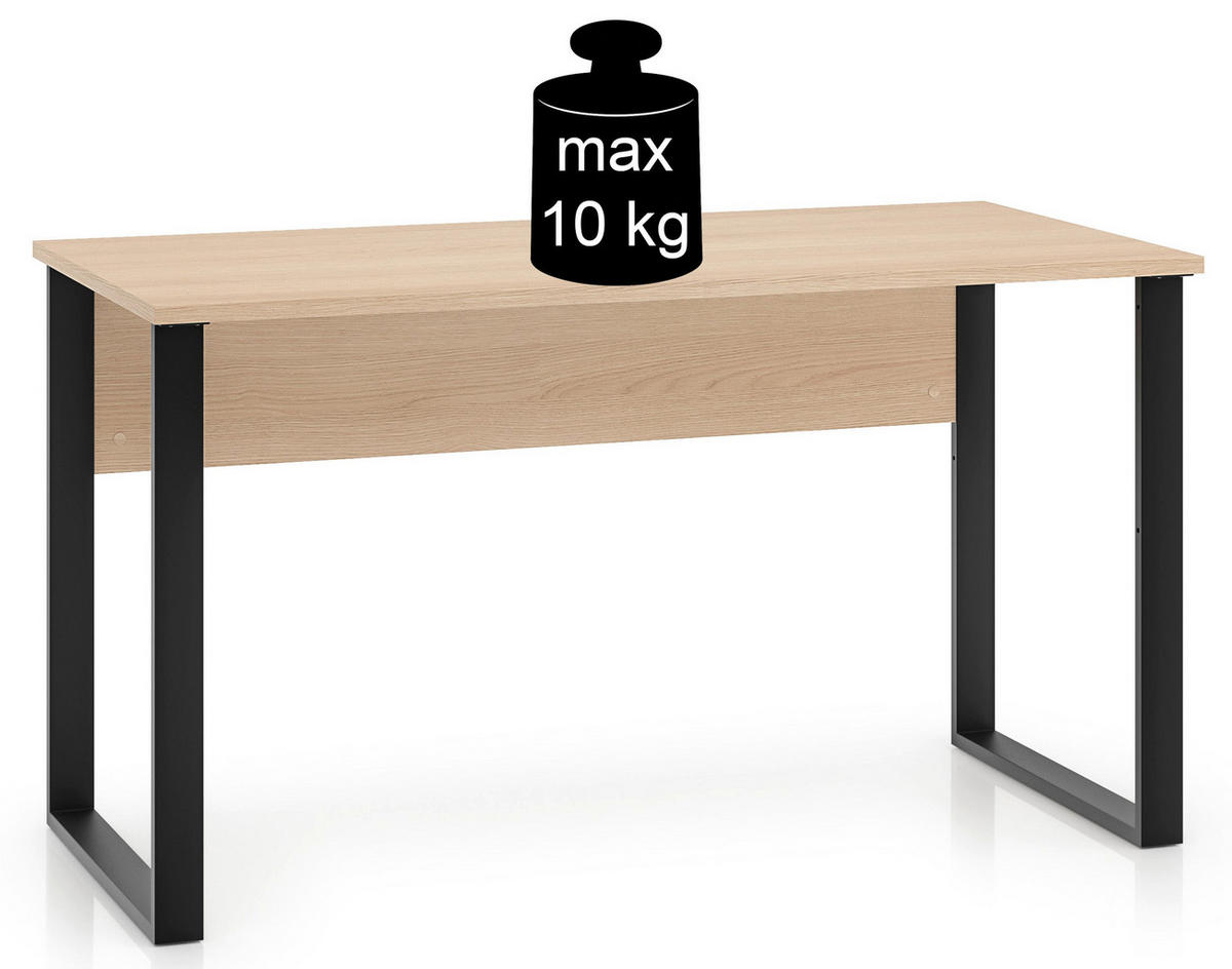 PSACÍ stůl Odelis, dub, 138 cm - černá/béžová, kov/kompozitní dřevo (68/138/76.6cm) - Selsey