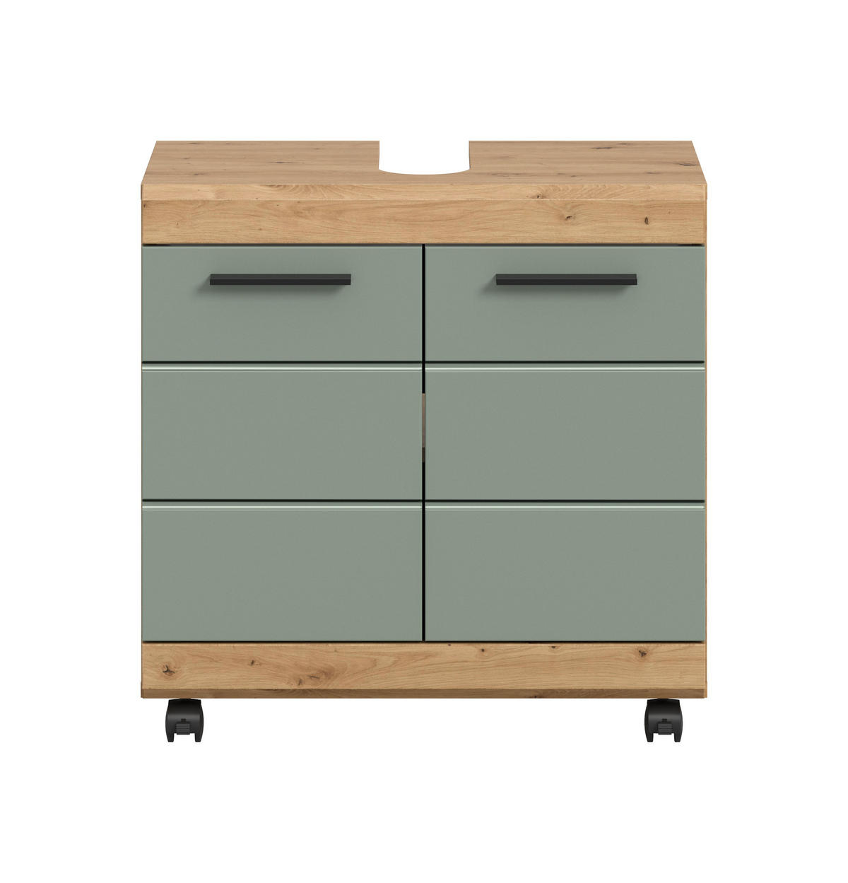 WASCHBECKENUNTERSCHRANK auf Rollen SCOUT (B/H/T: ca. 60/60/34 cm) in Artisan Eiche Nachbildung/Salbei - Eiche Artisan, Holzwerkstoff (60/60/34cm)