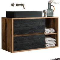 WASCHBECKENSCHRANK Harlow-56 - Anthrazit/Braun, Holzwerkstoff (100/71/46cm) - Lomado