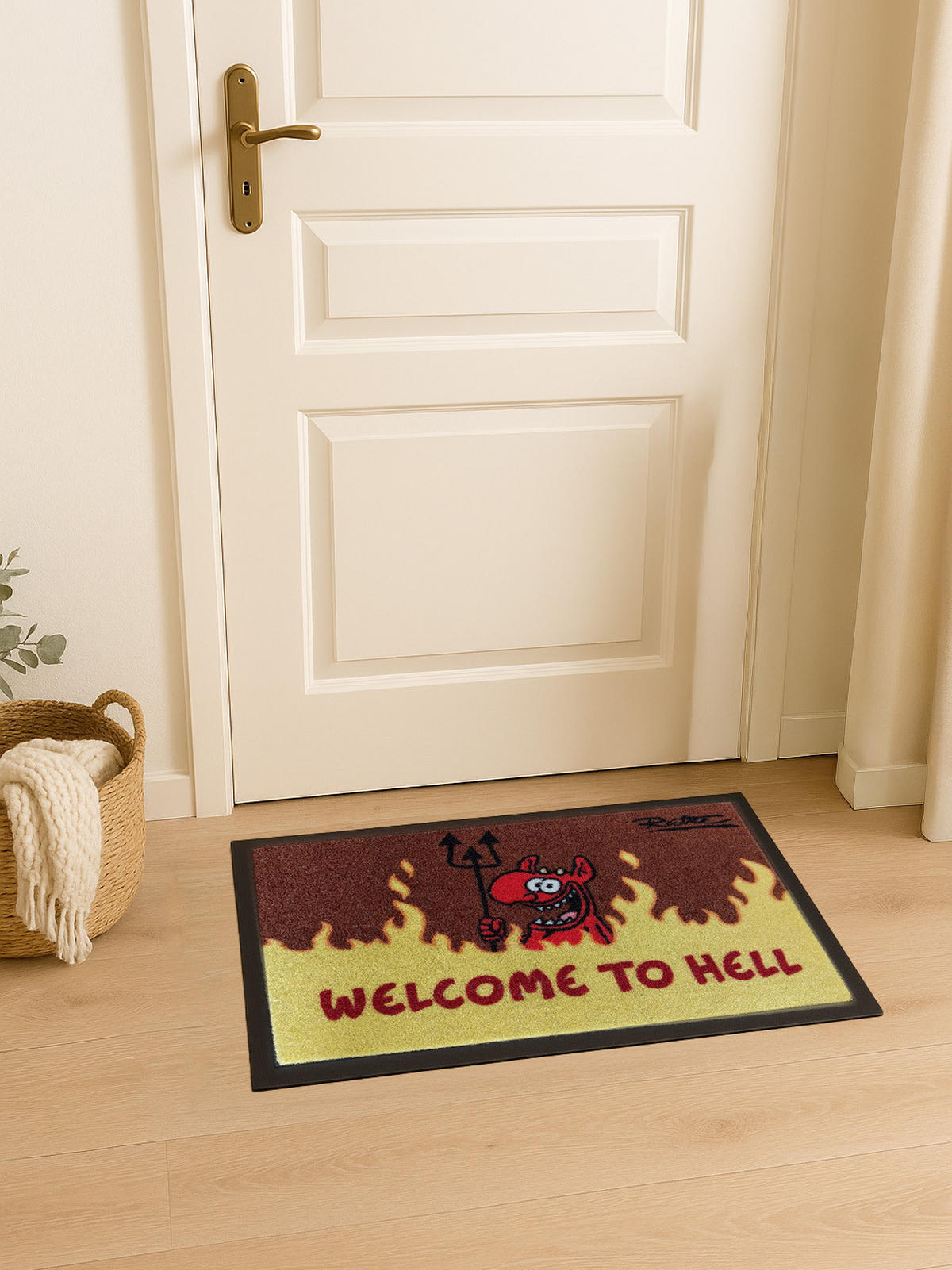 FUSSMATTE Ralph Ruthe Welcome to Hell Teufel Braun 39 x 58 cm - Braun, Kunststoff (39/58cm) - United Labels
