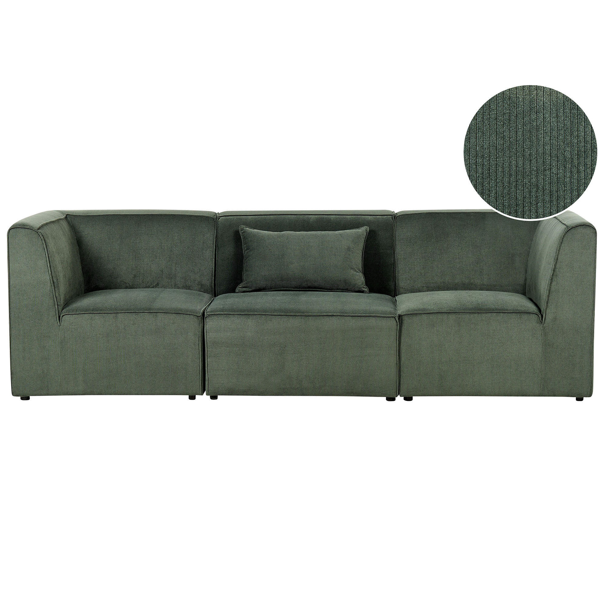 3-SITZER-SOFA Cord dunkelgrün Lemvig - Grün, Textil (250/78/83cm) - Beliani