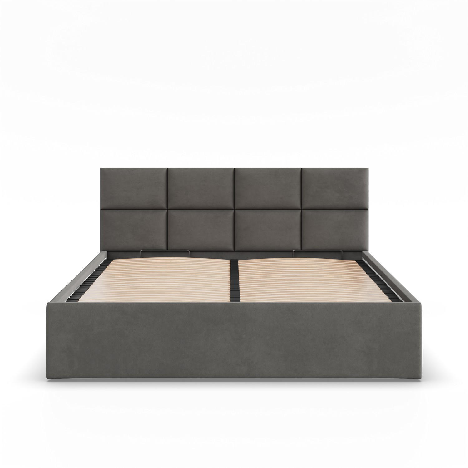 POLSTERBETT MIT KOPFTEIL 160x200 mit Bettkasten BORGO, Grau - Graphitfarben, Textil (160/200cm) - Mebligo