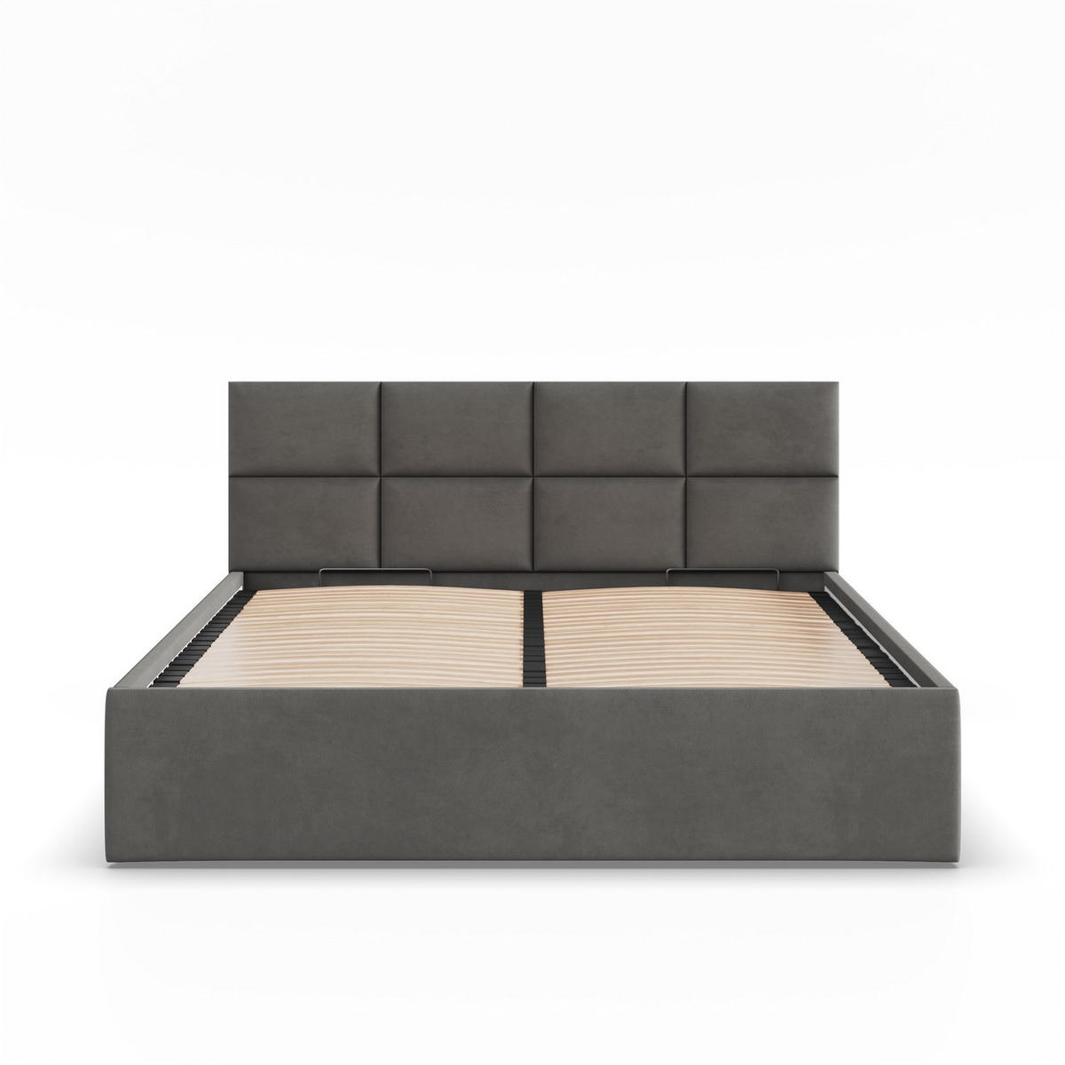 POLSTERBETT MIT KOPFTEIL 180x200 mit Bettkasten BORGO, Grau - Graphitfarben, Textil (180/200cm) - Mebligo