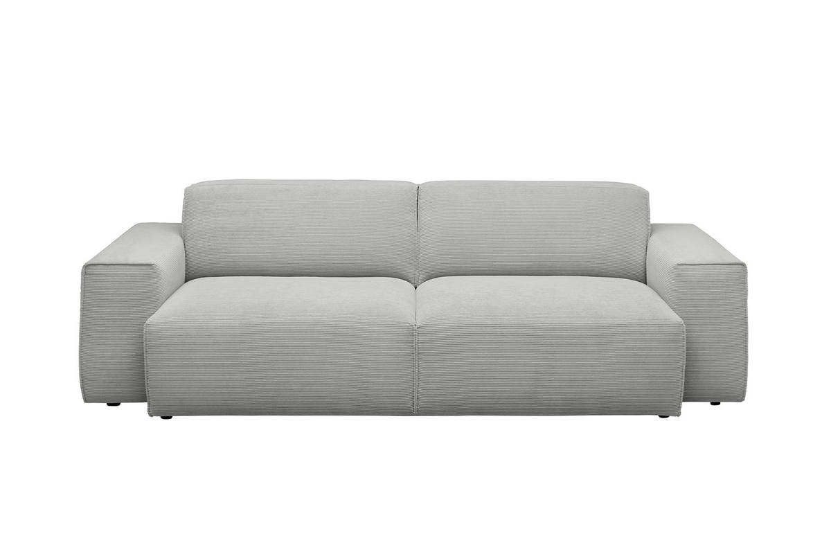 SOFA RANI Silber Cord - Silberfarben/Schwarz, Kunststoff/Textil (256/71/101cm) - KAWOLA