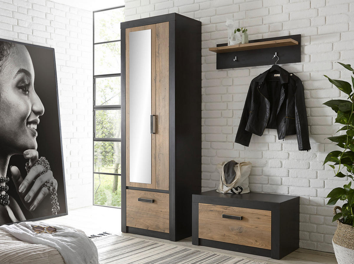 GARDEROBENPANEEL Kastanie und grau Fresco , Flur Wandgarderobe, 80 x 23 cm - Kastanienfarben/Grau, Holzwerkstoff (80/23/18cm) - Furn.Design