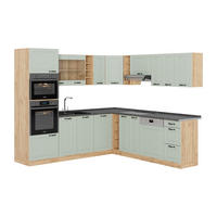 ECKKÜCHE R-Line, Mint Landhaus/Goldkraft Eiche, 247 x 237 cm - Honigeiche/Grün, Holzwerkstoff (247/206.8/46cm) - Vicco