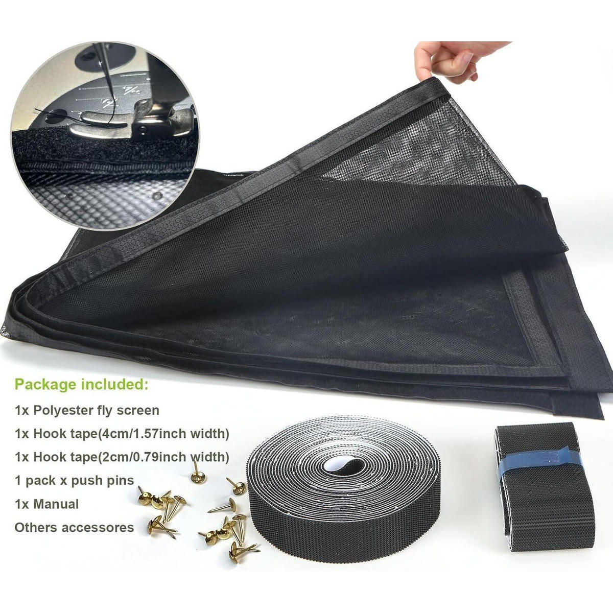 FLIEGENGITTER Balkontür 95 x 215 cm Schwarz - Schwarz, Textil (96.5/213.4/2.5cm)