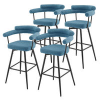 BARHOCKER 4ks sada otočná modrá s plyšovou látkou, výška 76 cm - modrá/černá, kov/textil (61/103/55cm) - ML-DESIGN
