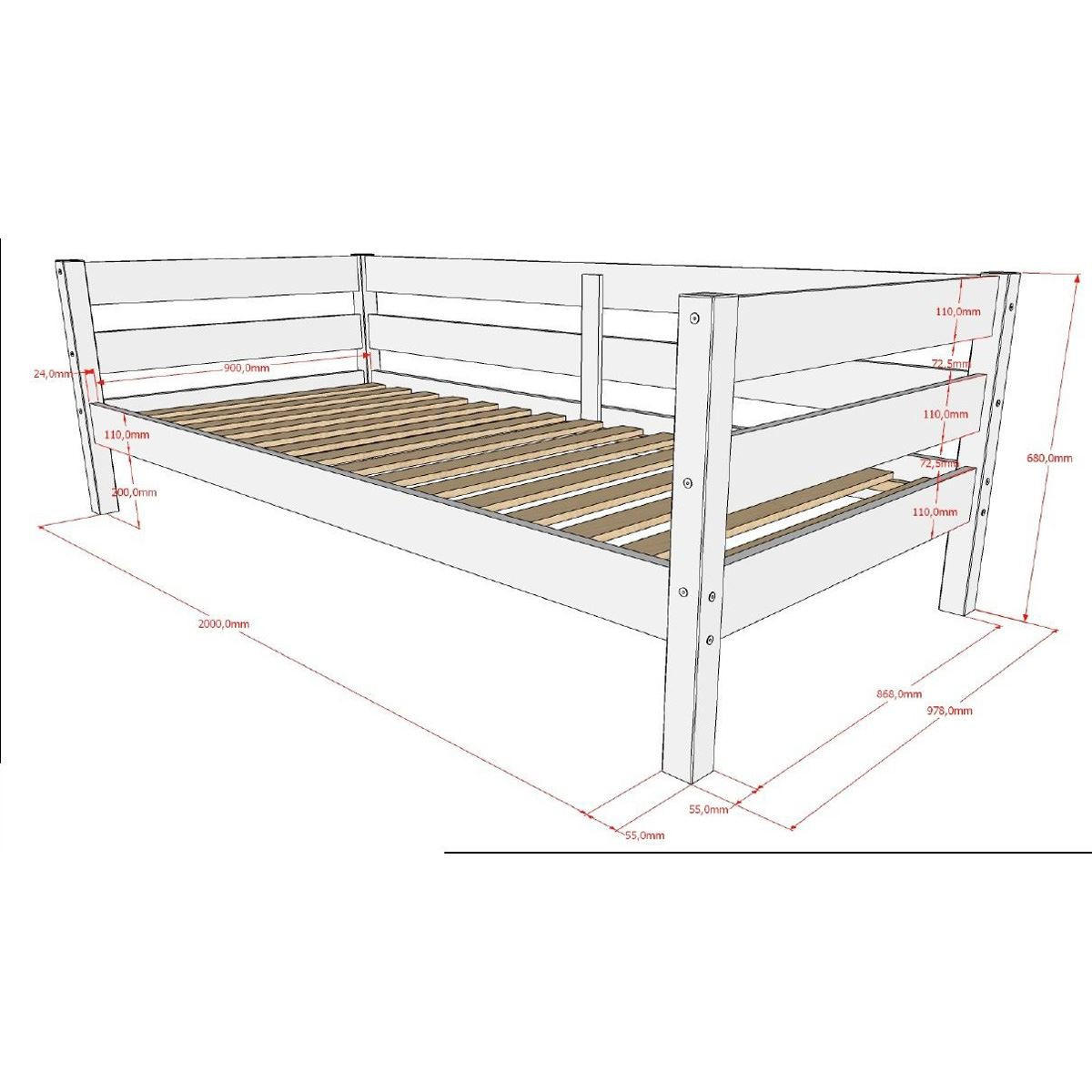 KOJENBETT Kelda 90x200 mit Umrandung Kiefer Massivholz Weiß - Weiß, Holz (90/200cm) - 58aufmkessel