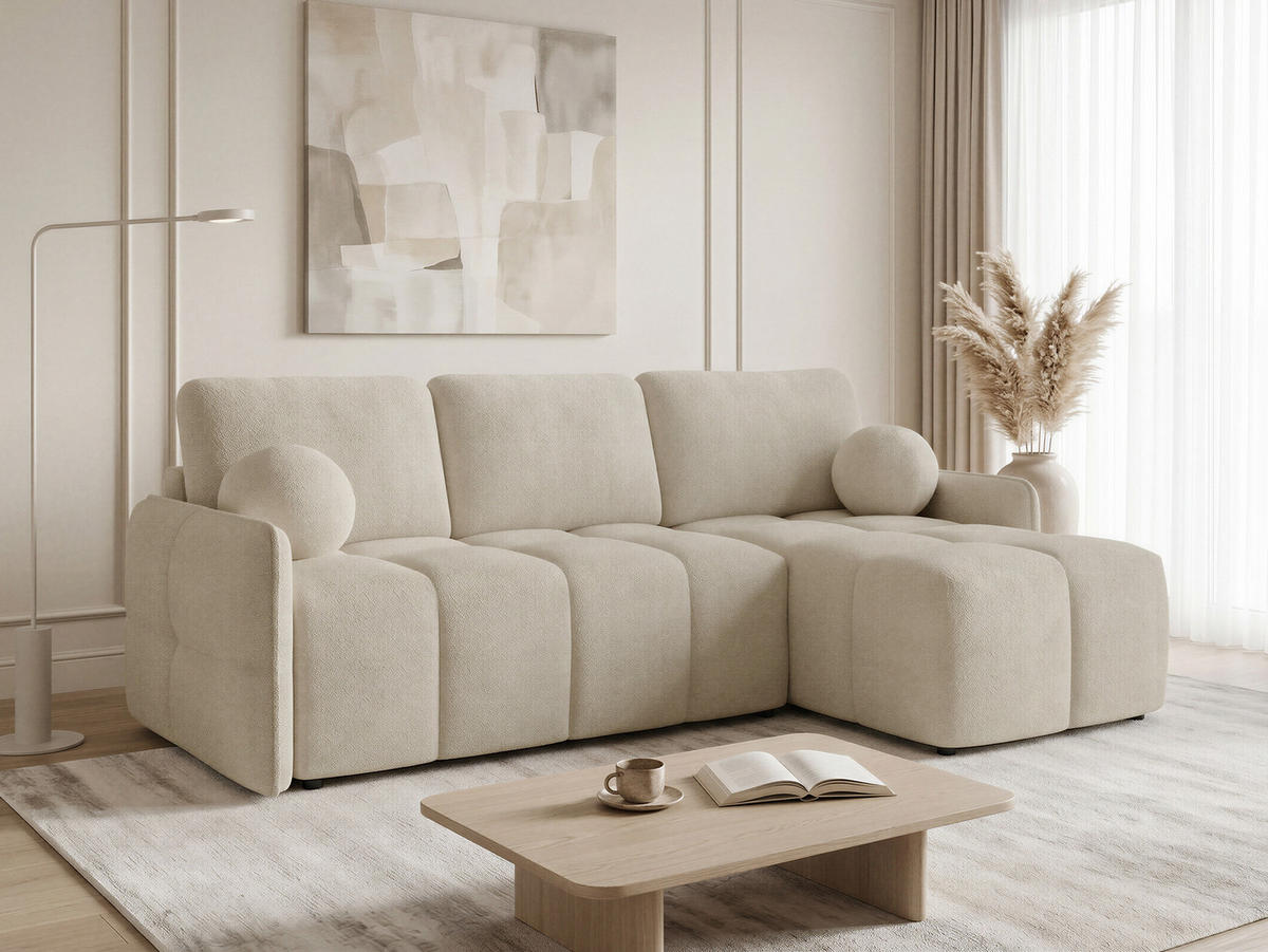 ECKSOFA Nubo - Beige/Schwarz, Holz/Kunststoff (218/150cm) - Sofnet