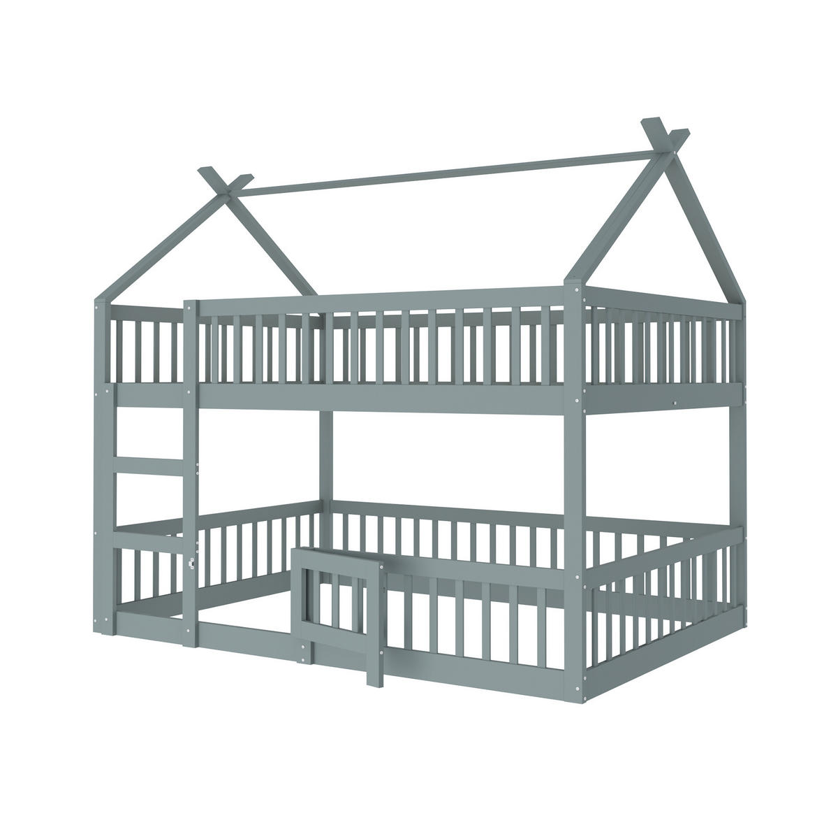 ETAGENBETT mit Treppe 140x200 cm Massivholz Grau - Grau, Holzwerkstoff (140/200cm) - Beauniv