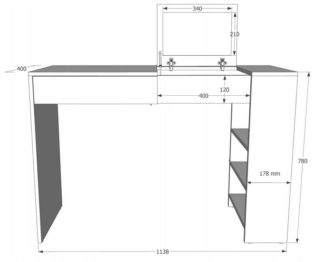 SCHMINKTISCH Opera Maxi Weiß 114/40/78 cm - Weiß, Holzwerkstoff (114/78/40cm) - Matkam Möbel