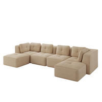 ECKSOFA 386/177/69 cm Beige aus Cord mit modularem Design und rutschfestem Standfuß - Beige, Textil (177/386cm) - OKWISH