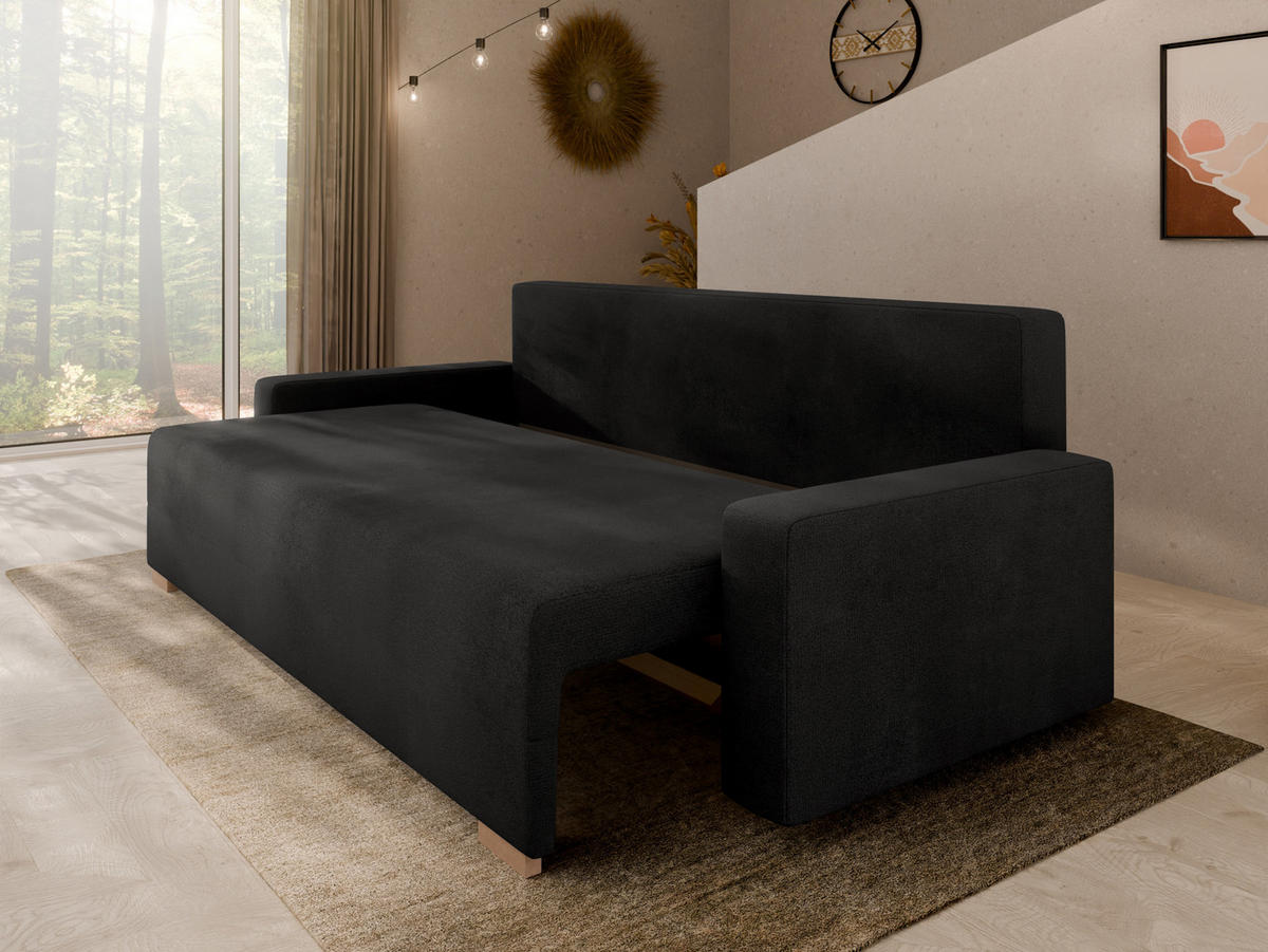 SCHLAFSOFA Celeste – modernes Design trifft auf höchsten Komfort, Schwarz - Schwarz, Holz (225/80/94cm) - Panda Möbel