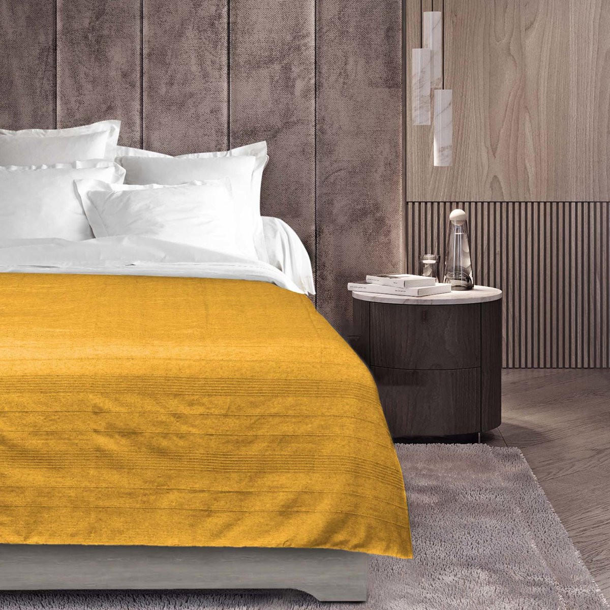 TAGESDECKE Lucile 220/240 cm - Gelb, Naturmaterialien (220/240cm) - Douceur d´intérieur
