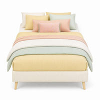 POLSTERBETT 90/200 mit Cartoon-Kopfteil und Samtbezug in Beige - Beige, Holzwerkstoff/Textil (90/200cm) - EVRYAE