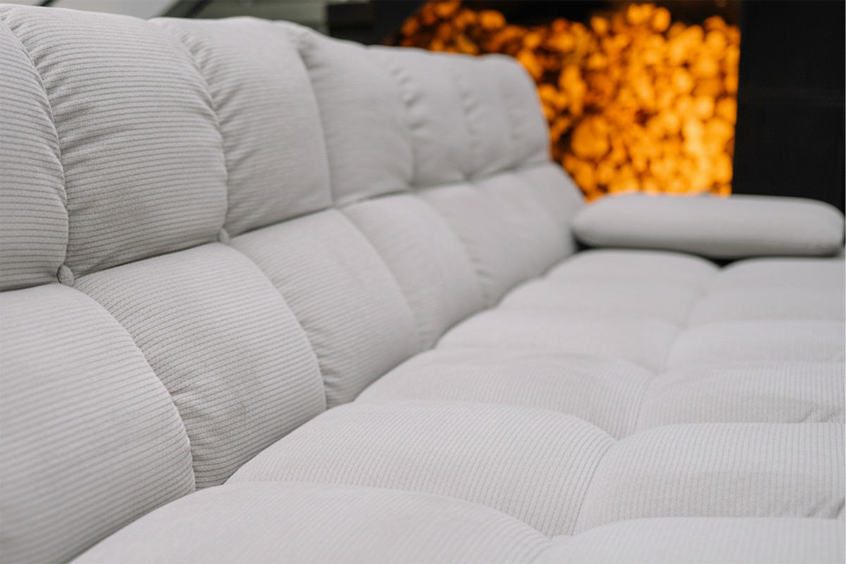 ECKSOFA VIVIEN Silber Cord - Silberfarben/Schwarz, Kunststoff/Textil (290/178cm) - KAWOLA