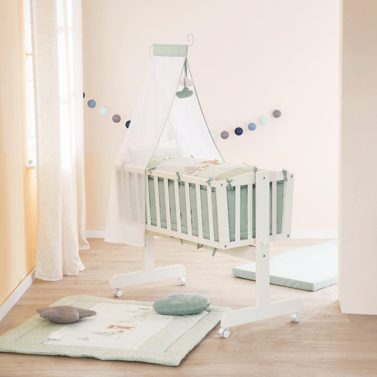 BABYWIEGENSET Woodland Buddies - Weiß, Holzwerkstoff/Textil (40/90cm) - Roba