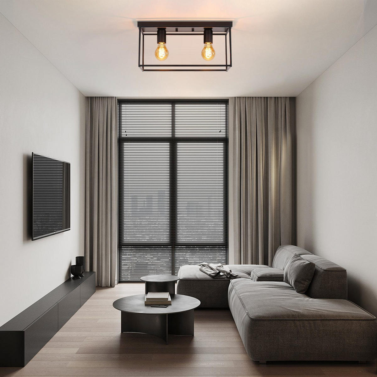 DECKENLEUCHTE Celestyn 38/18/15 cm - Schwarz, Metall (38/18/15cm) - ZMH