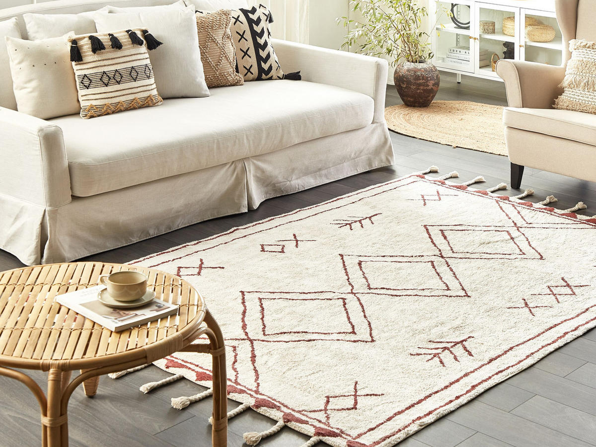 KURZFLOR-TEPPICH Kenitra 230/160 cm - Weiß, Textil (160/230cm) - Beliani