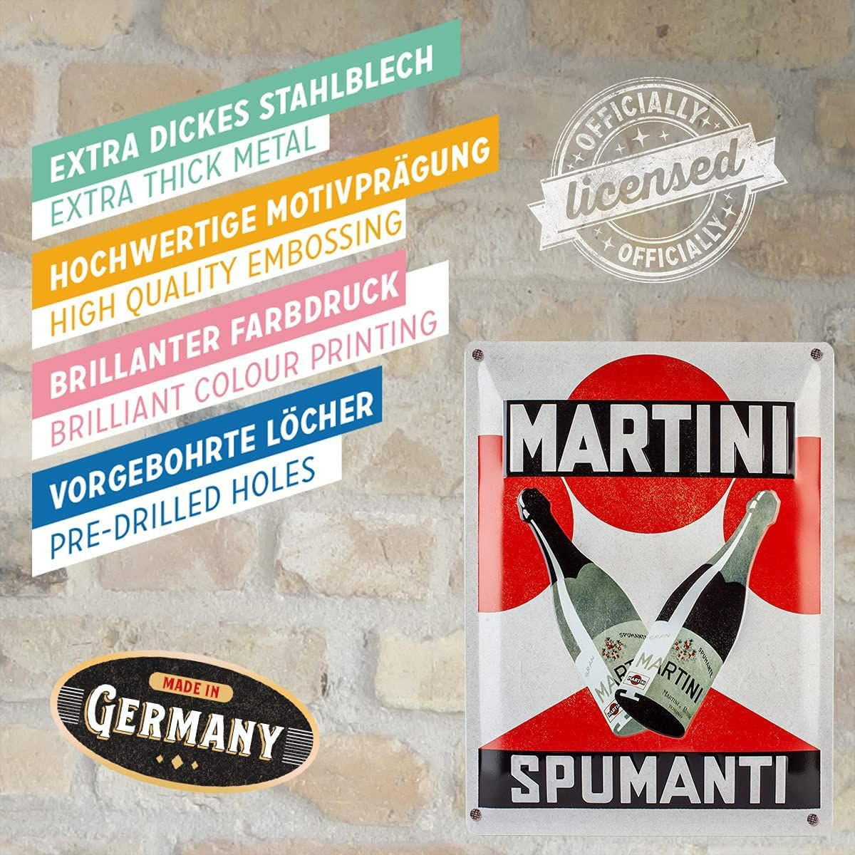 BLECHSCHILD 30/40 cm Martini Spumanti - Multicolor, Metall (30/40/0.2cm) - Nostalgic-Art
