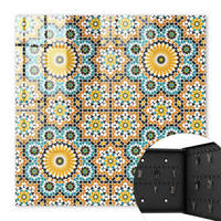 SCHLÜSSELBOX Schwarz 30x30 cm- Türöffnung nach rechts - Geometrisches Mosaik - Orange, Metall (30/30/5cm) - TULUP