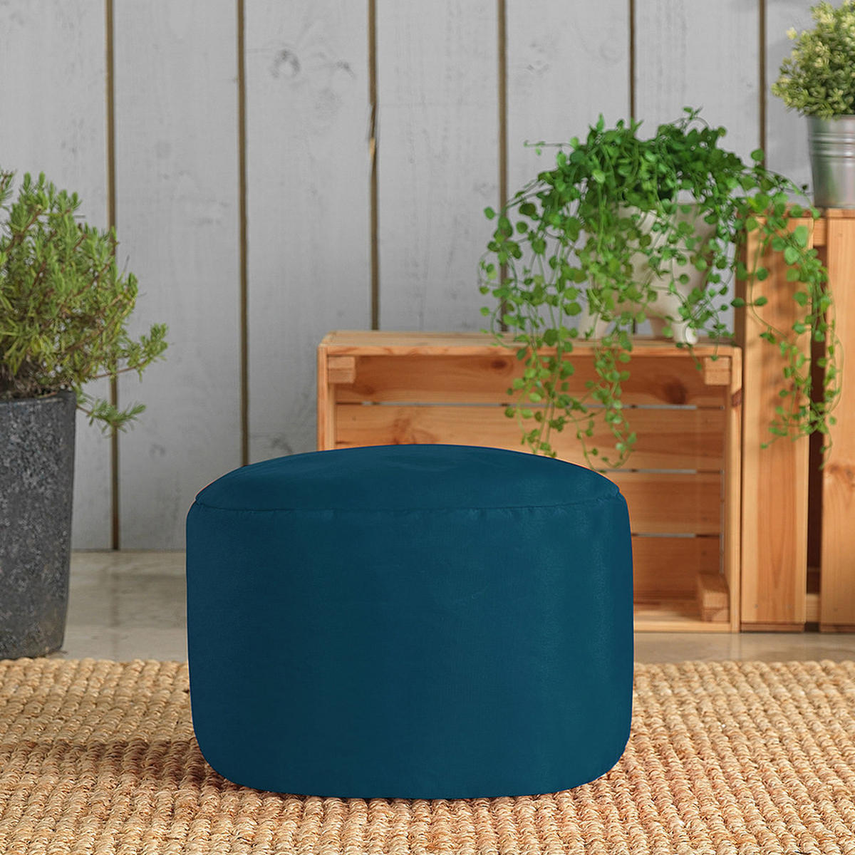 SITZPOUF Klassisch Rund - Petrol/Grün, Kunststoff (38/20/38cm) - Veeva