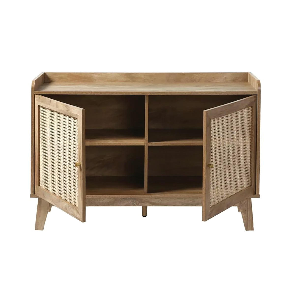 SIDEBOARD 2 türen mit rattan-geflecht - palmo 110/39/74,5 cm - Eschefarben, Holzwerkstoff (39/74.5/13cm) - Calicosy