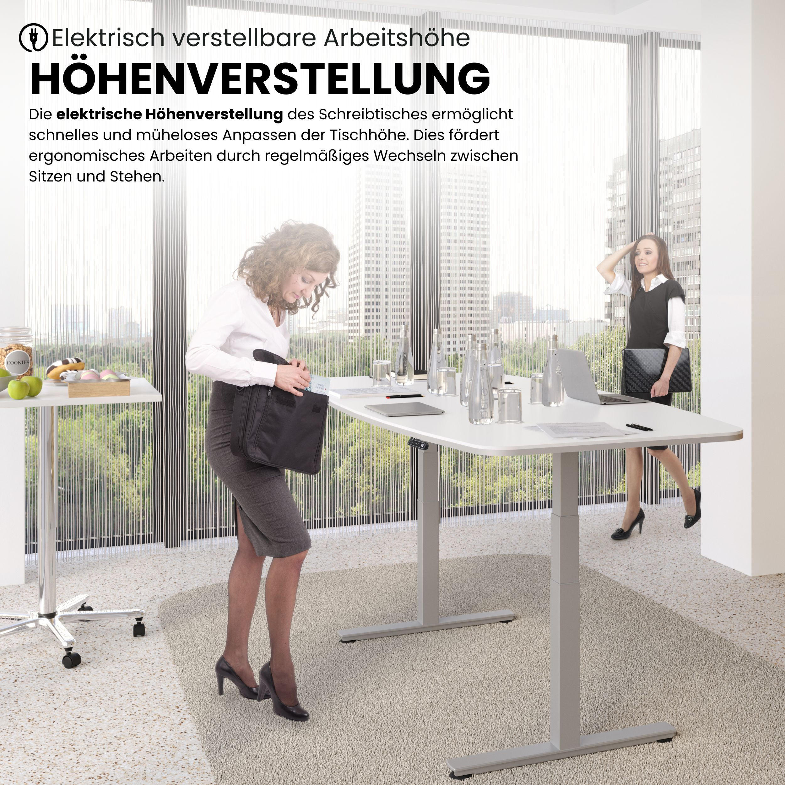 KONFERENZTISCH elektrisch XDSM22 103/220/74 cm in Weiß/Graphitfarben - Graphitfarben/Weiß, Holzwerkstoff (103/220/74cm) - bümö