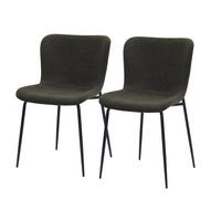 STUHL 2er-Set mit hoher Rundlehne Stoffbezug Metallbeine Grün - Grün, Metall (48/80/55cm) - Meubliv