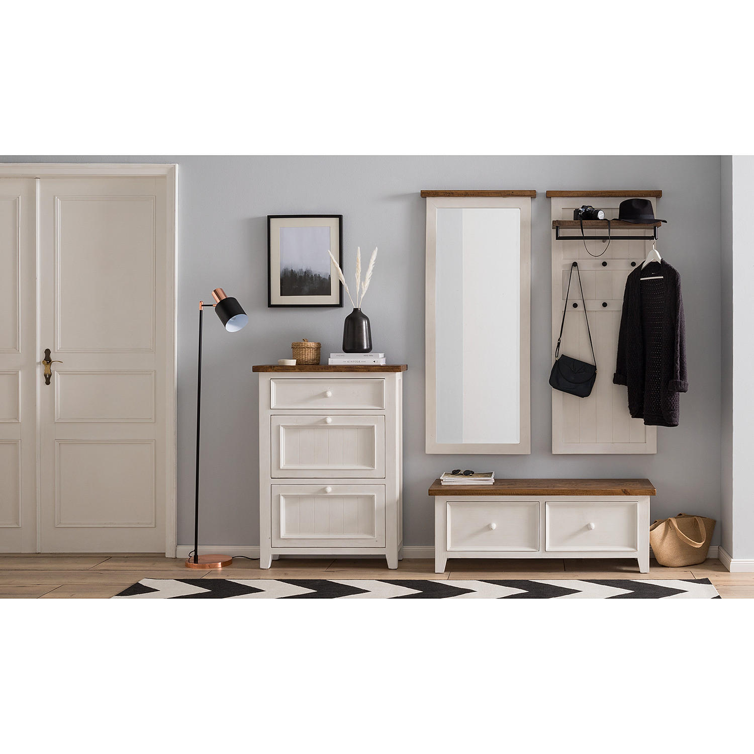 SCHUHKIPPER - Kiefer massiv - Kieferfarben, Holz (80/110/30cm) - home24