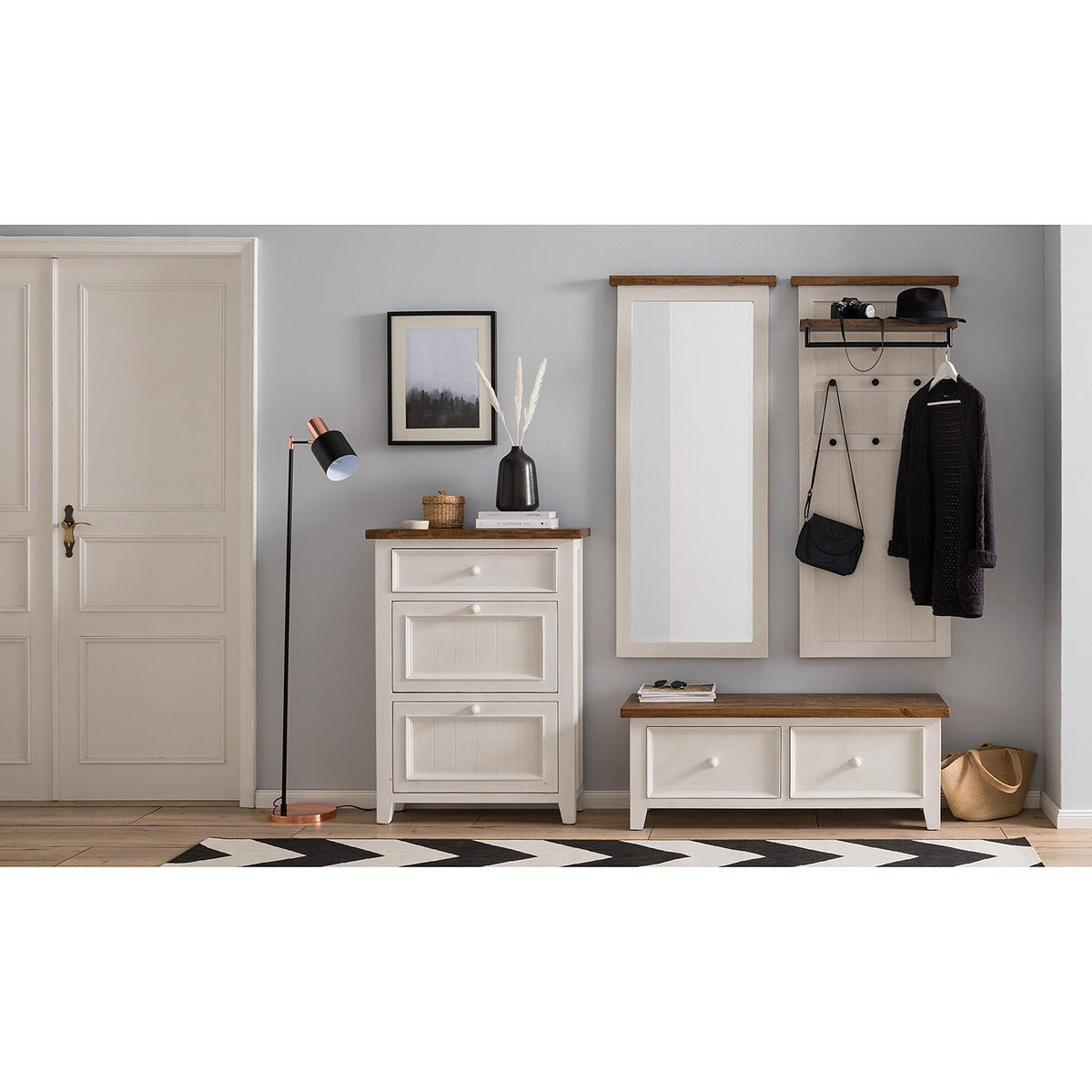 SCHUHKIPPER - Kiefer massiv - Kieferfarben, Holz (80/110/30cm) - home24