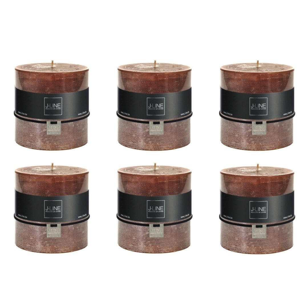 DUFTKERZE ZART - Braun - 64 Std. - 6er set - Braun, Paraffin (10/10cm) - J-Line